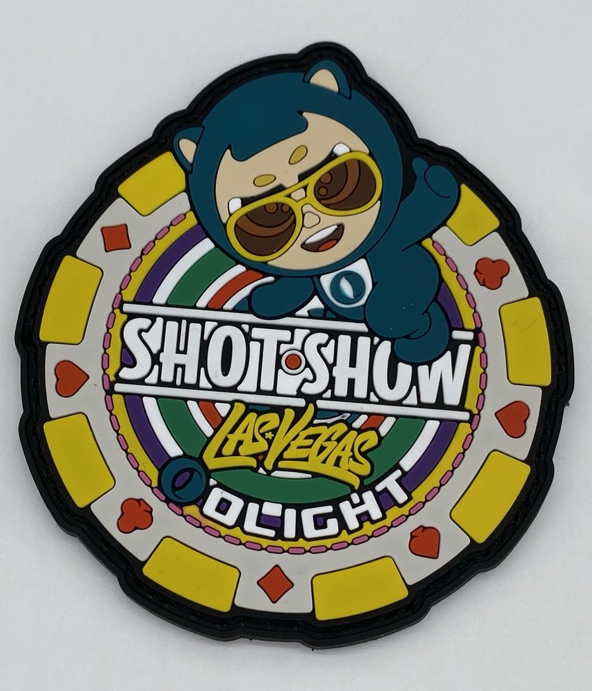 SHOT 💥 Show 2026 Olight "Crazy Poker Chip" PVC patch, Hook & Loop, NEW!