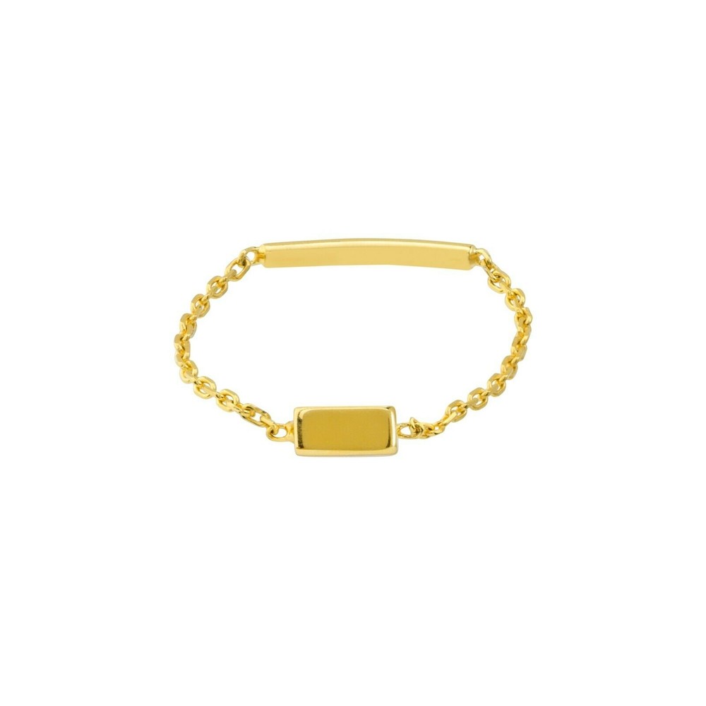 Bar Chain Ring with Sizing Bar Real Solid 14K Yellow Gold