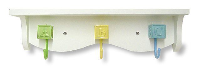 (2 Pack)  Alphabet Blocks Shelf & Hooks 20"