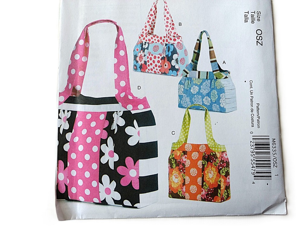 Purse Handbag Bag Sewing Pattern Patchwork Carryall McCalls 6335 UNCUT