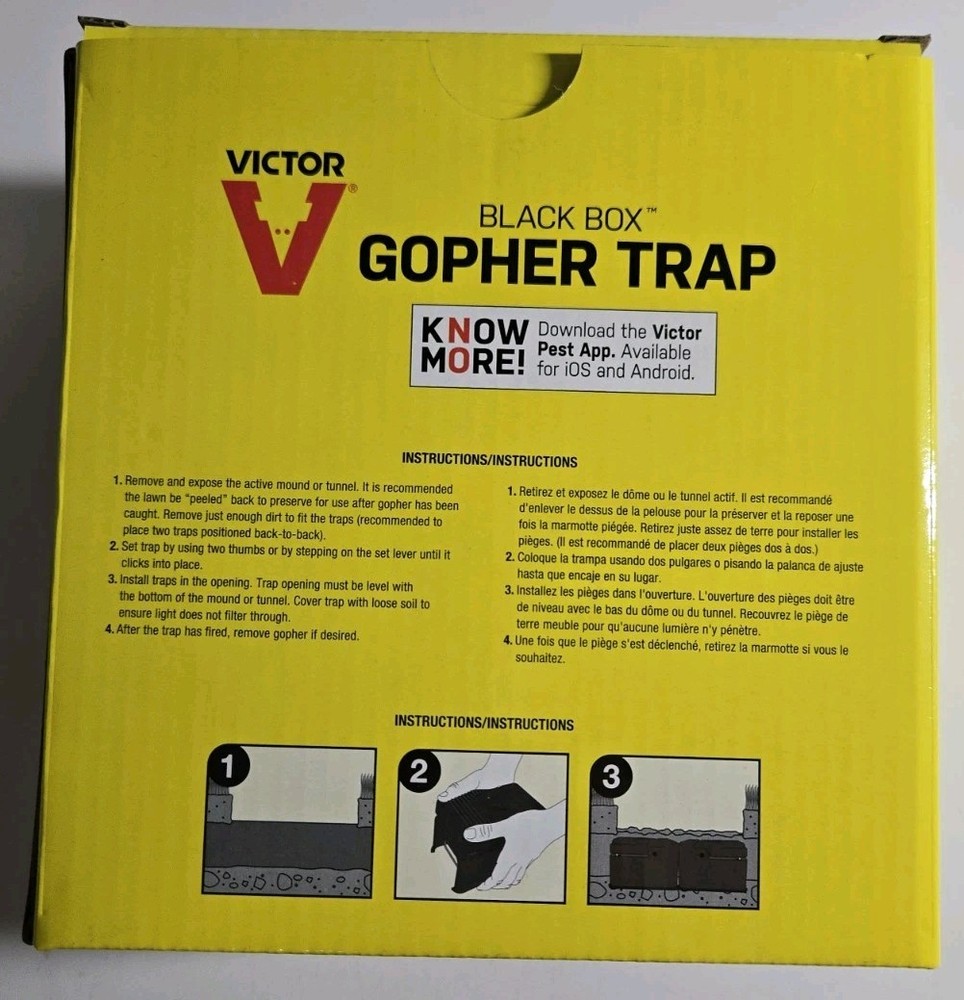 3 Pack Victor Black Box Gopher Trap Easy Safe Durable Reusable