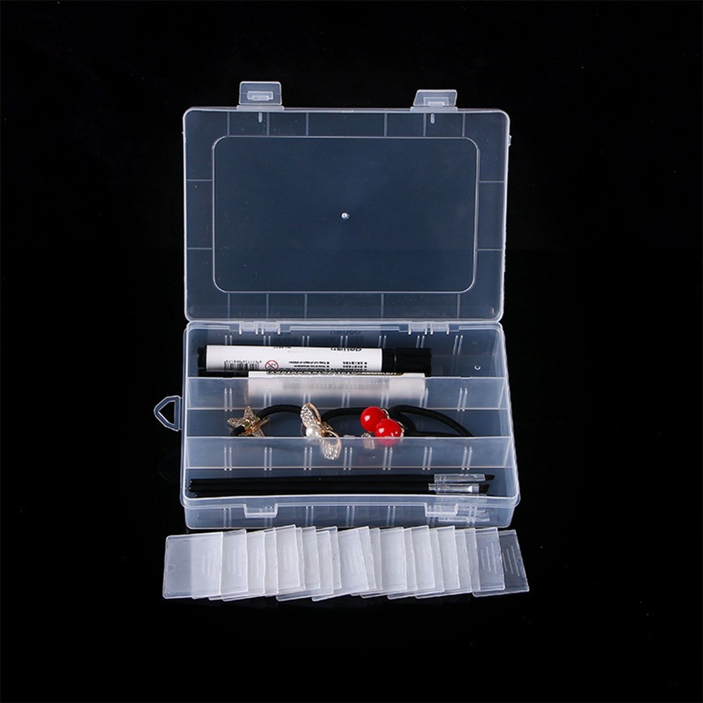 Clear Plastic Organizer Box Case 24 Grids Craft Beads Display Storage Container