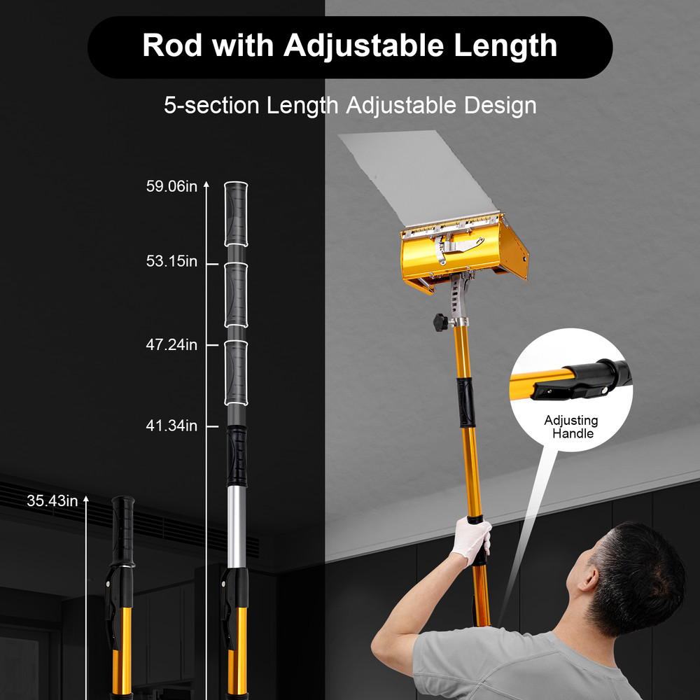 9.8" Drywall Taping Tools Flat Finish Box Set With 40''~64'' Extendable Handle