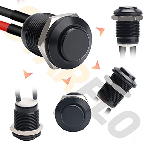 5pcs 12mm Momentary Push Button Switch Black Shell with pre 12mm Black Shell