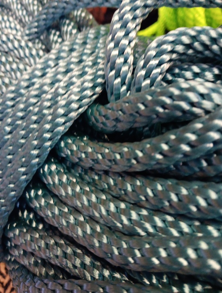 3/8” x 72ft. Solid Braid Polyester Rope. Made in USA. Light Blue