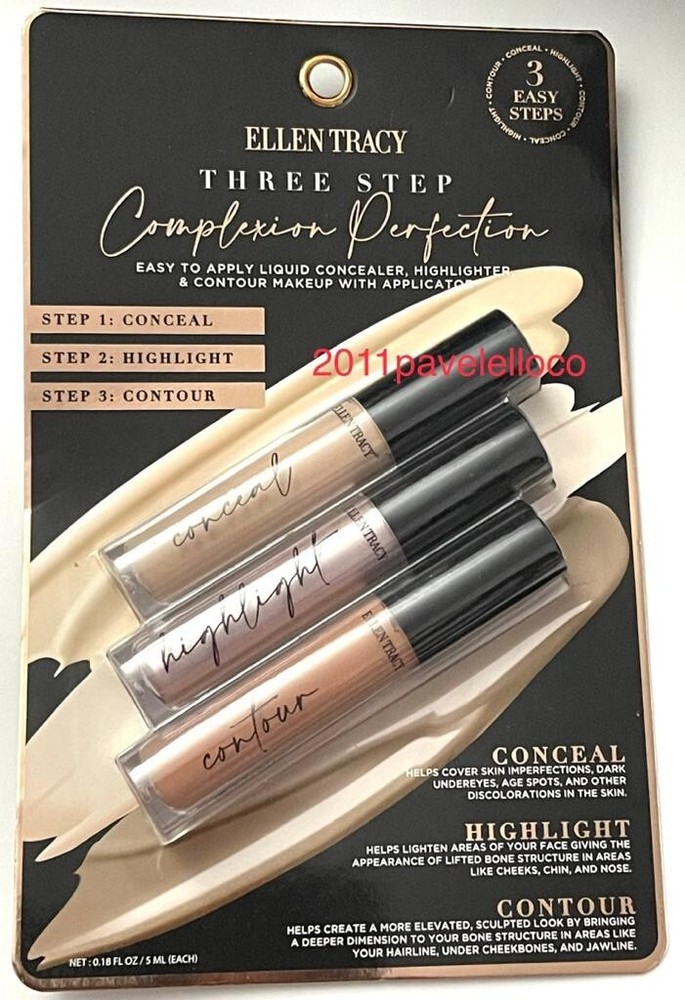 ELLEN TRACY Complexion Trio Set Conceal, Highlight, Contour ~ three steps