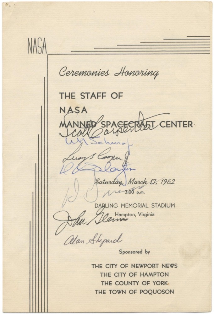 Mercury 7 Signed Crew Ceremony Program 1962