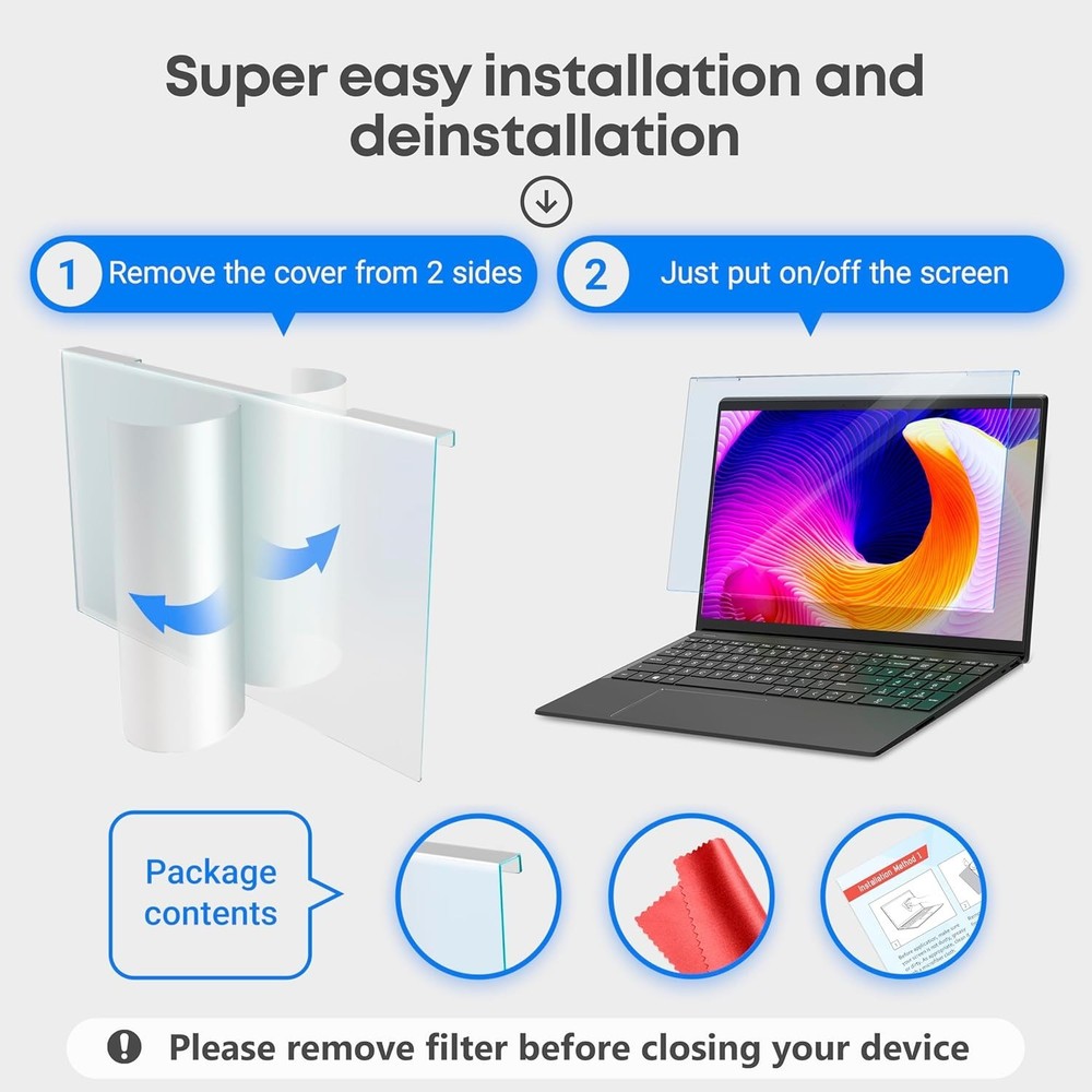 15.6" Blue Light Screen Filter - Easy Install Eye Protection, 14.2"