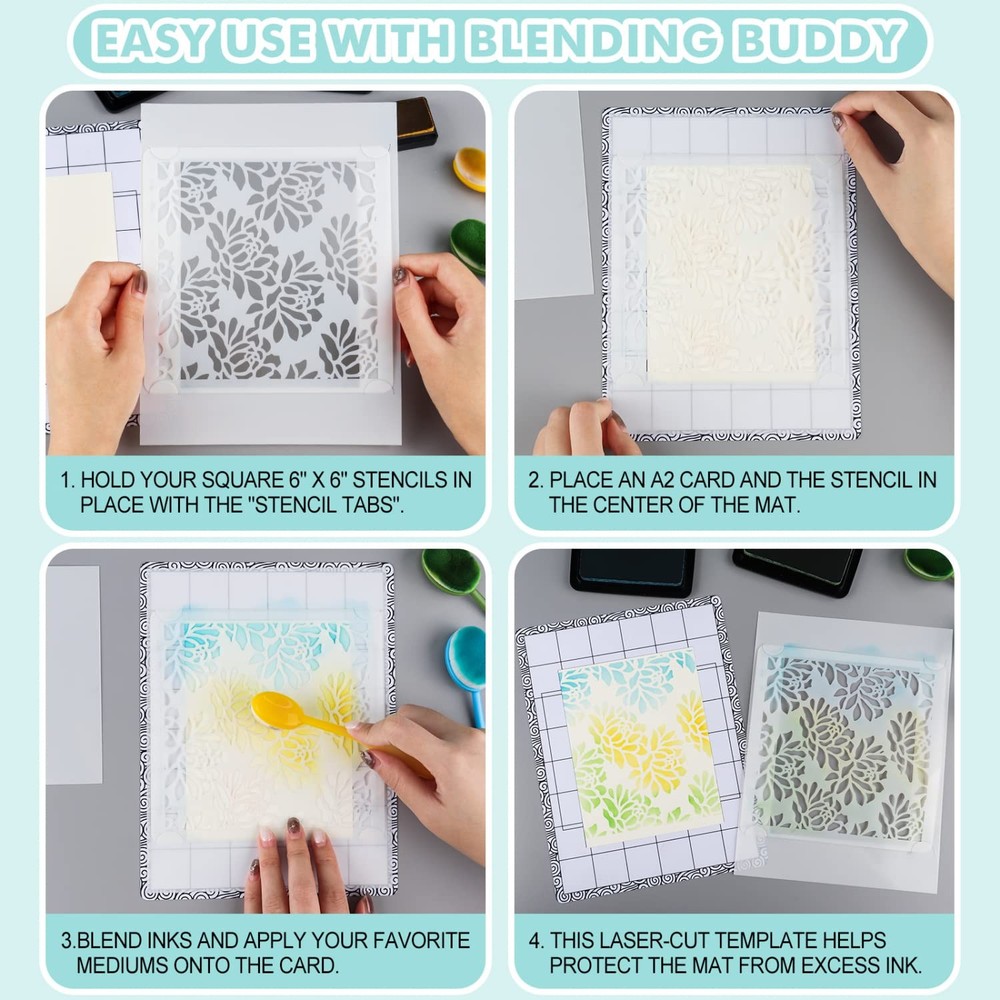 3Pcs/Set Stick and Stamp Mat and fixed Stamp Blending Template Multi Use Low ...
