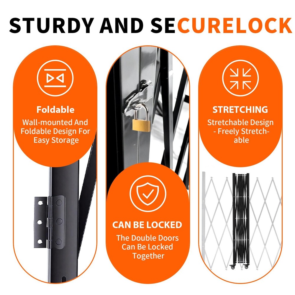 Double Folding Security Gate for Entry Security, Garage, Warehouse & Pool
