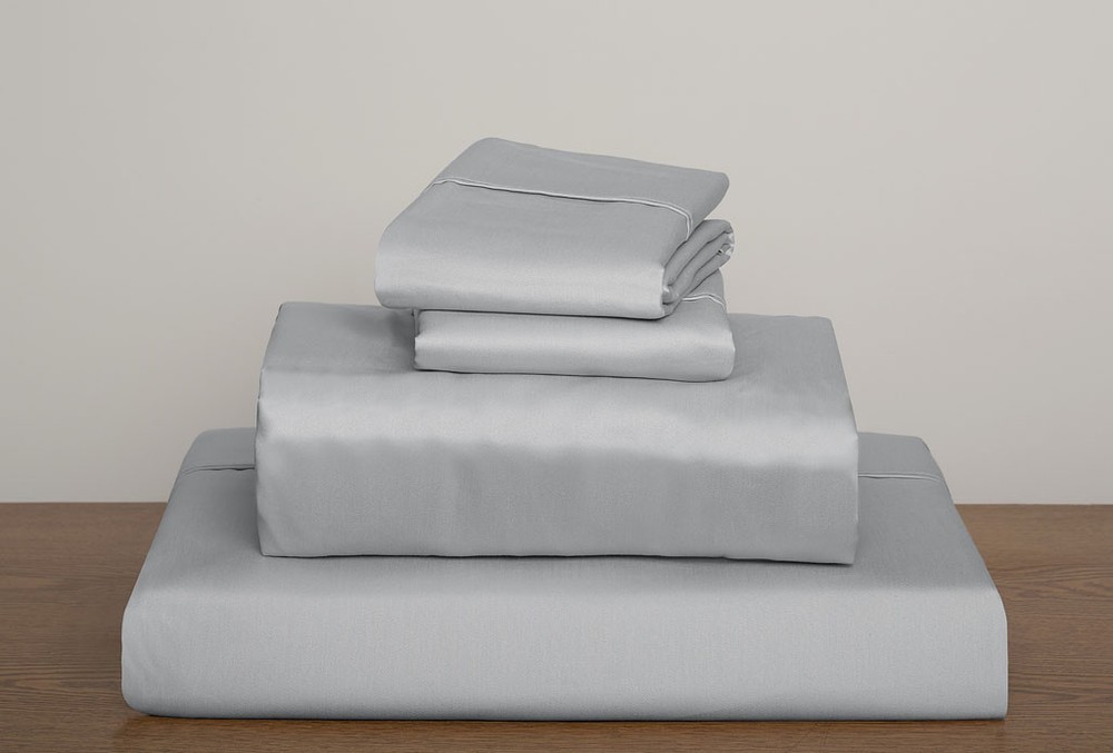 Queen Size Silver Solid / Plain Sheet Set 1000 Thread Count 100% Egyptian Cotton