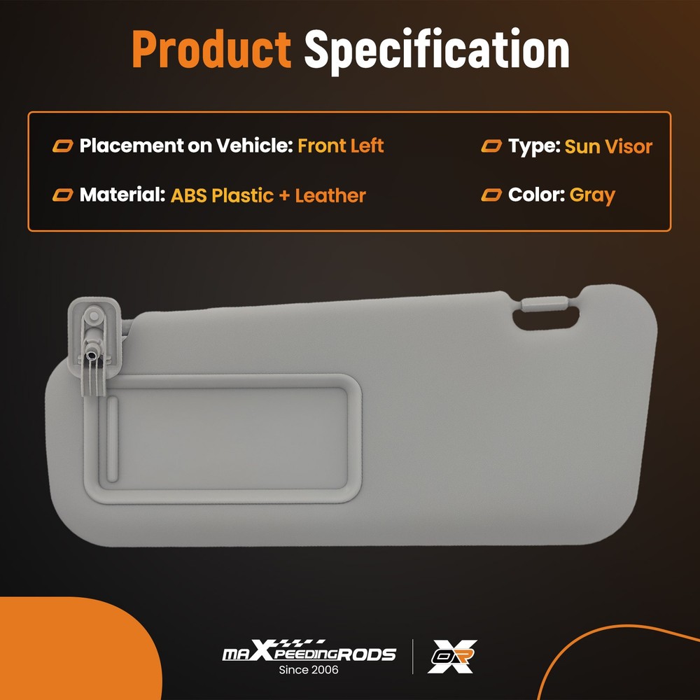 Front Left Driver Visor for Mazda 3 Hatchback 2010-2013 BBM269320C75 Gray Side