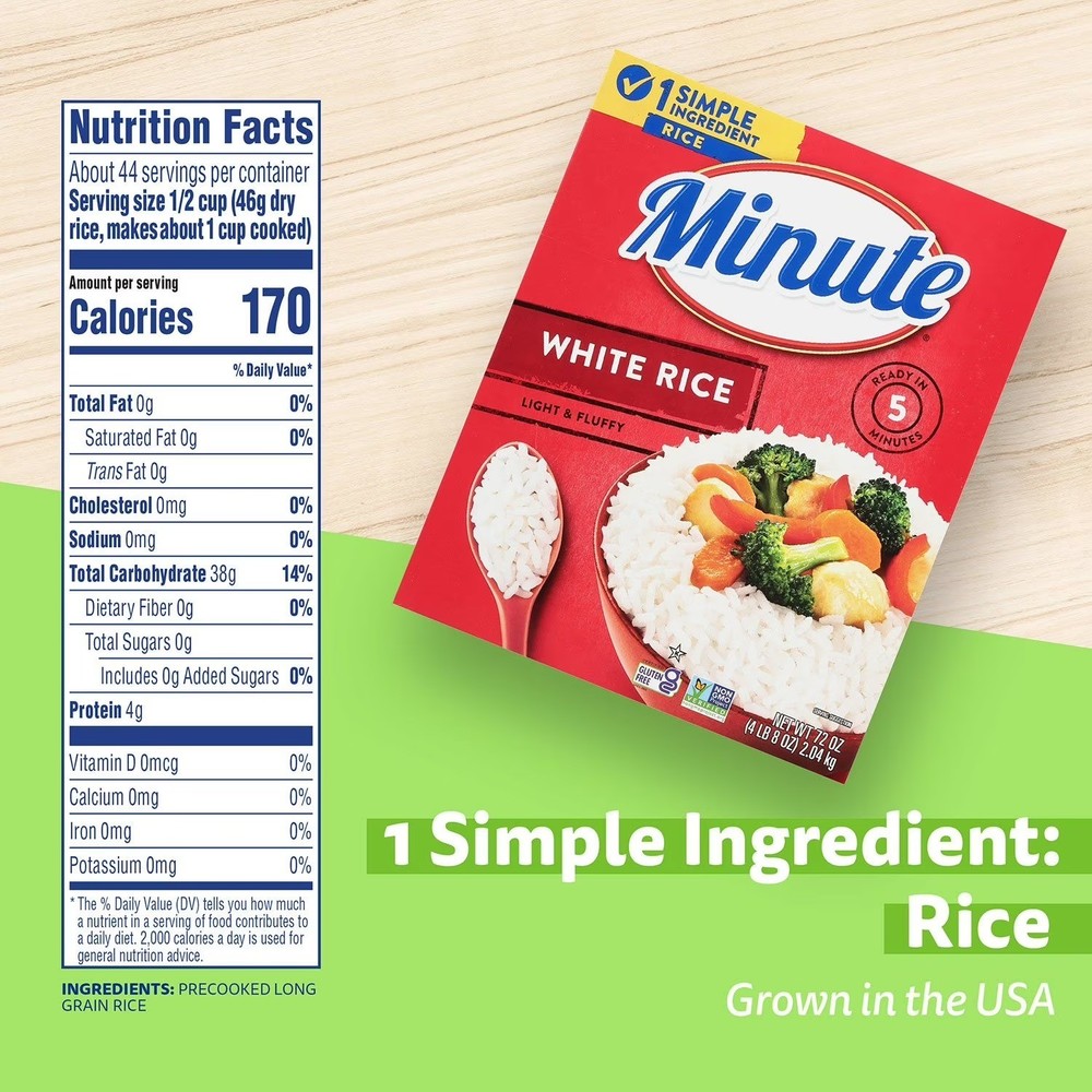 Minute Instant Light and Fluffy White Rice, 72oz.