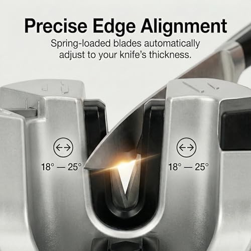 Knife Sharpener for Kitchen Knives, 3-Stage Suction Cup Sharpening Tool for