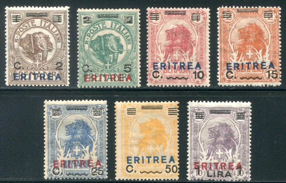 1924 Eritrea Overprinted Series 7 Values New Perfect ** MNH