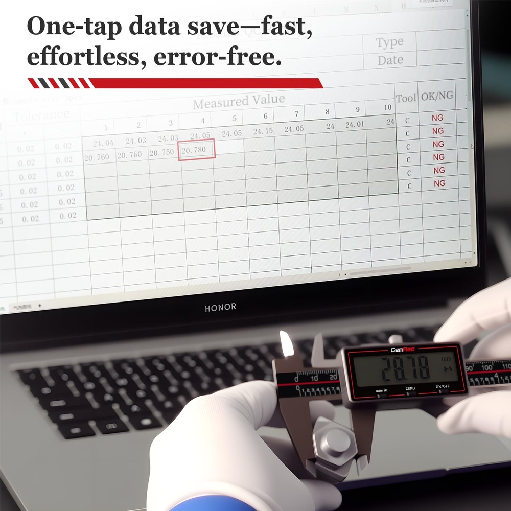 Wireless Digital Caliper 0-6 Inch/150mm, Wireless Data Transfer to Excel/Phon...