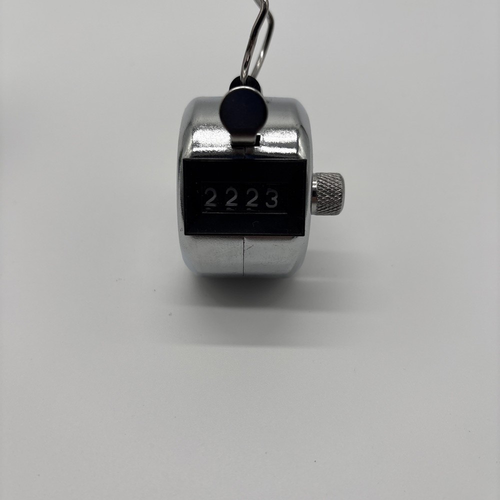 Hand Tally Counter 4 Digits Silver New
