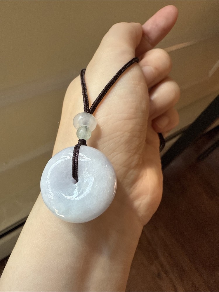純天然翡翠A貨 老坑冰潤 肥嘟嘟平安扣 Genuine Grade A Jade Jadeite 淡淡紫 Certified