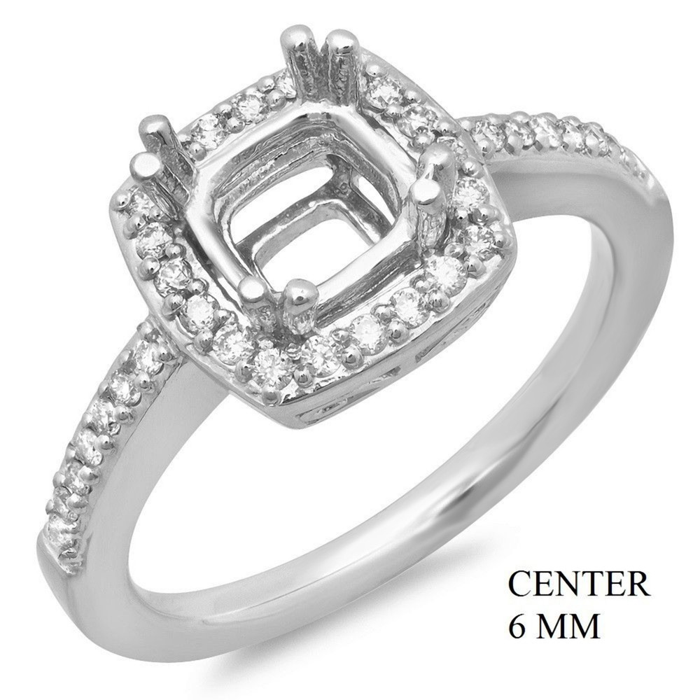 925 Sterling Silver Cushion 6x6mm Ring Setting Blank Mount Women Engagement Ring