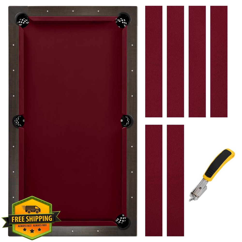 Pool Table Felt Cloth Billiard Fabric with Strips Staple Remover Kit