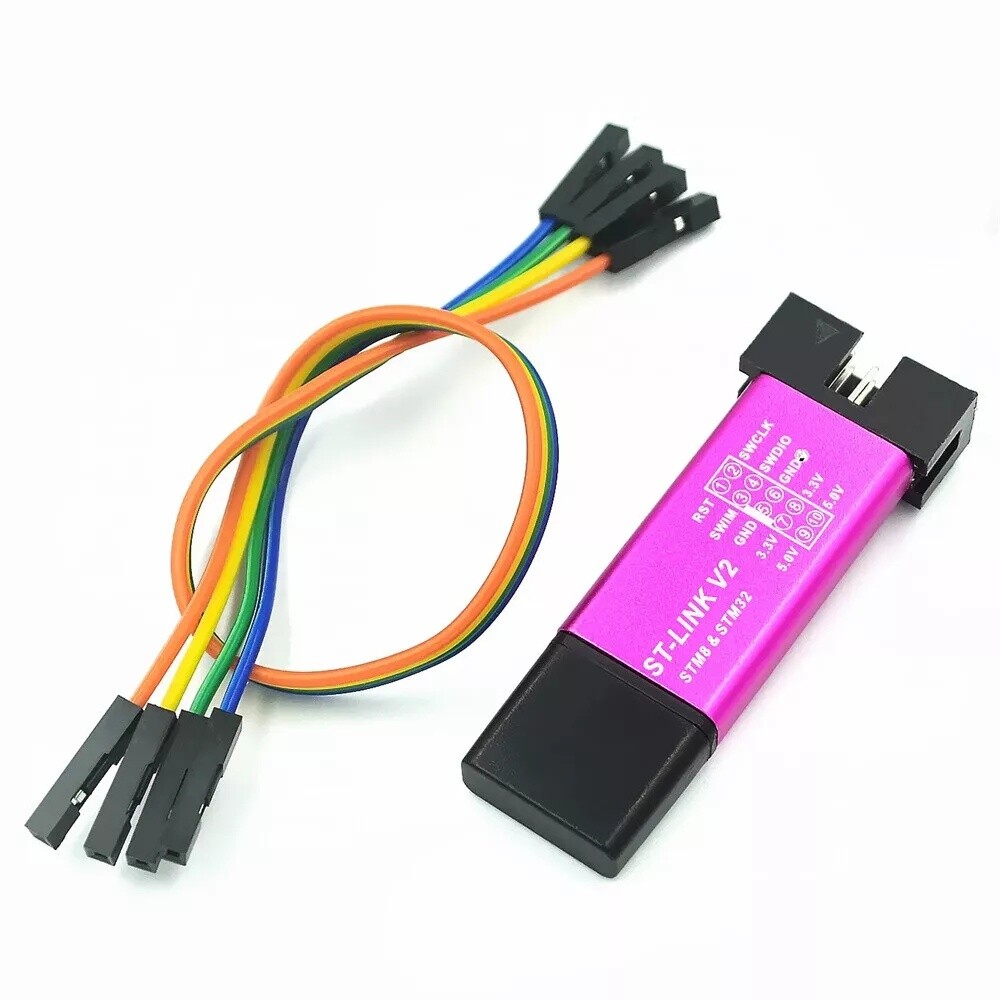 ST Link V2 Programmer STM8 STM32 Aluminum Shell SWIM Interface & LED Indicator