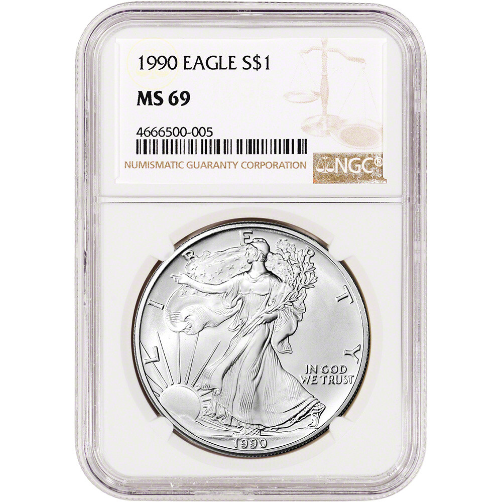 1990 American Silver Eagle Coin - NGC MS69
