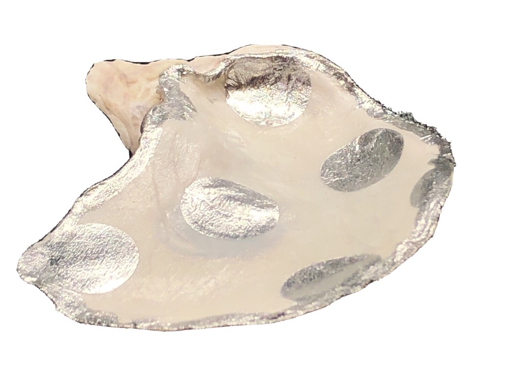 Seashell Nautical Home Decor Polka doted Unique Oyster SeaShell Ring Dish Holder