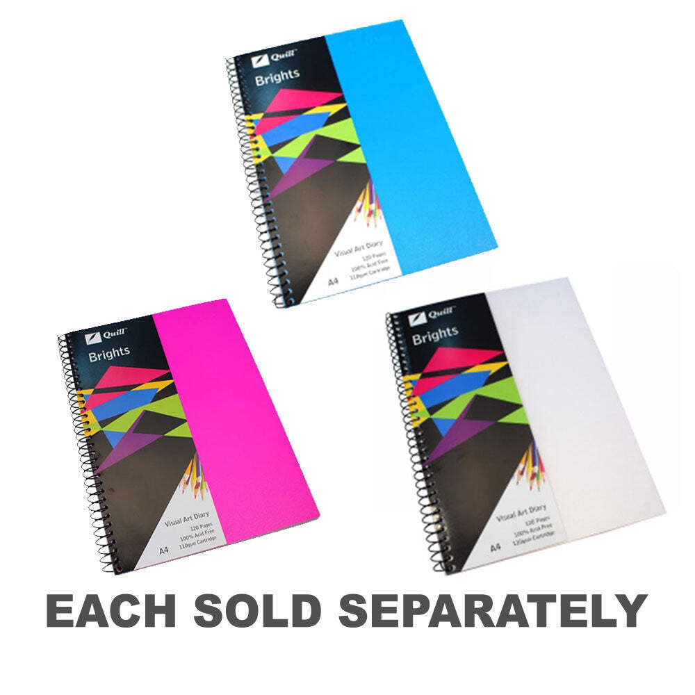 Quill Brights A4 Visual Art Diary 120pg Rigid Polypropylene Front Cover Sturdy