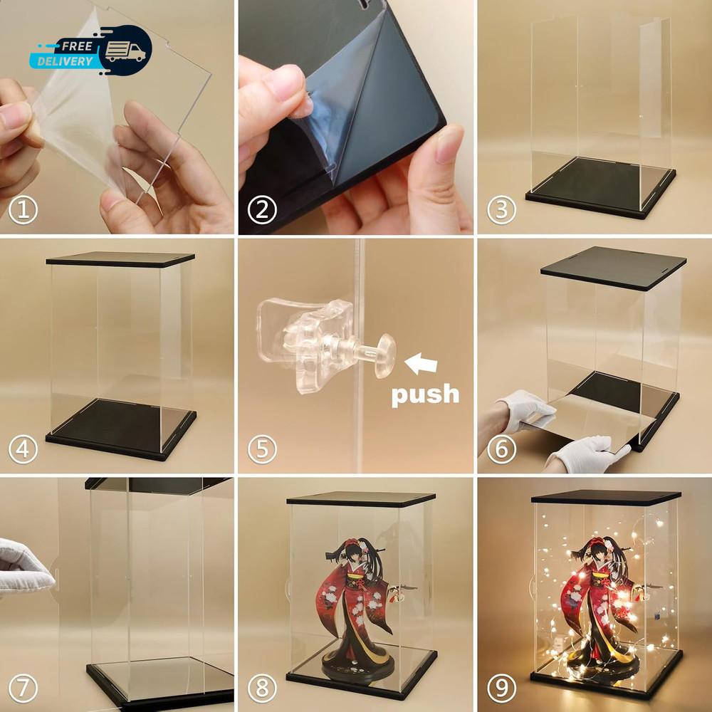 Clear Acrylic Display Case with Remote Control Light for 400% Bearbrick