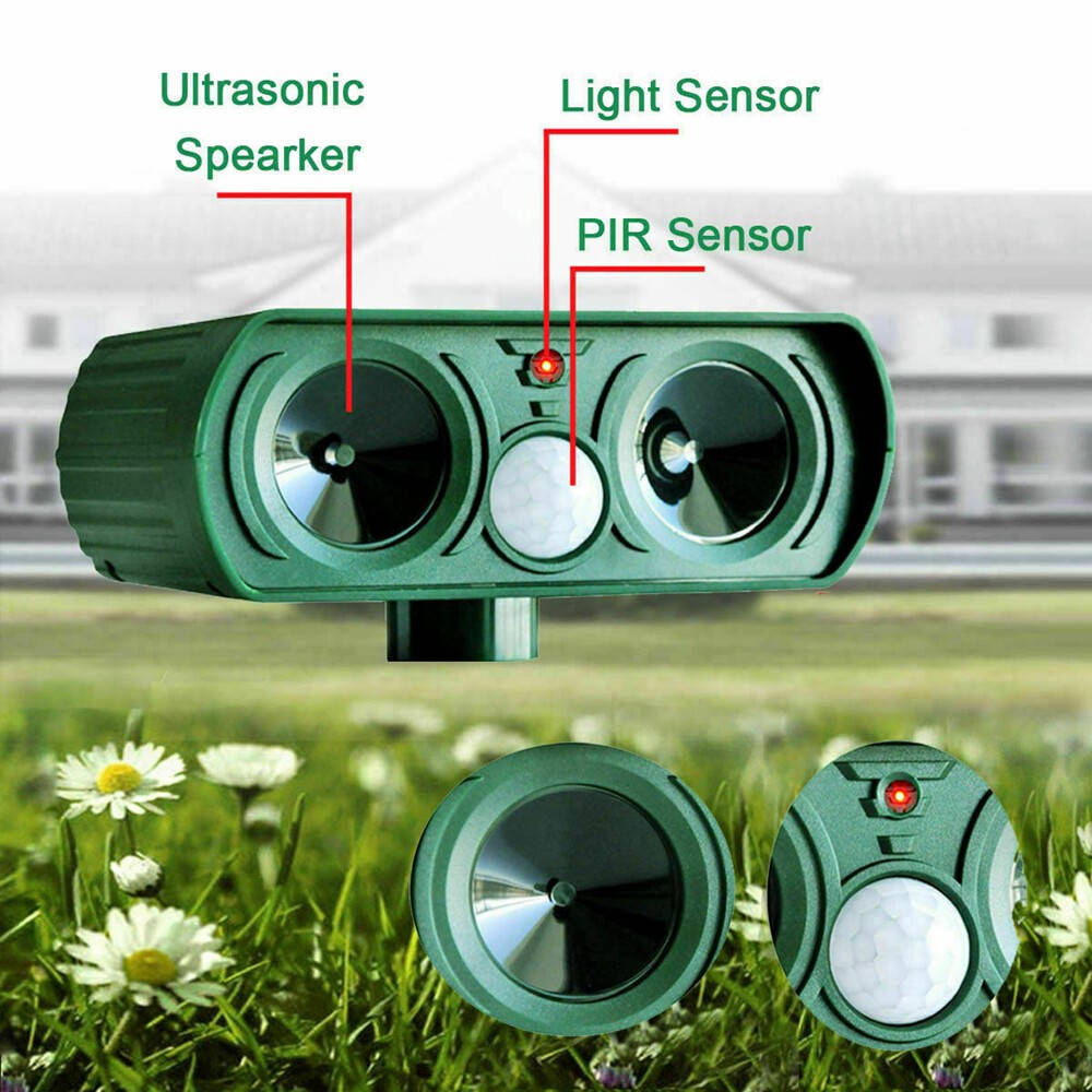 Solar Ultrasonic Bird Repellers Pest Control Scarer Deterrent Fox Motion Sensor