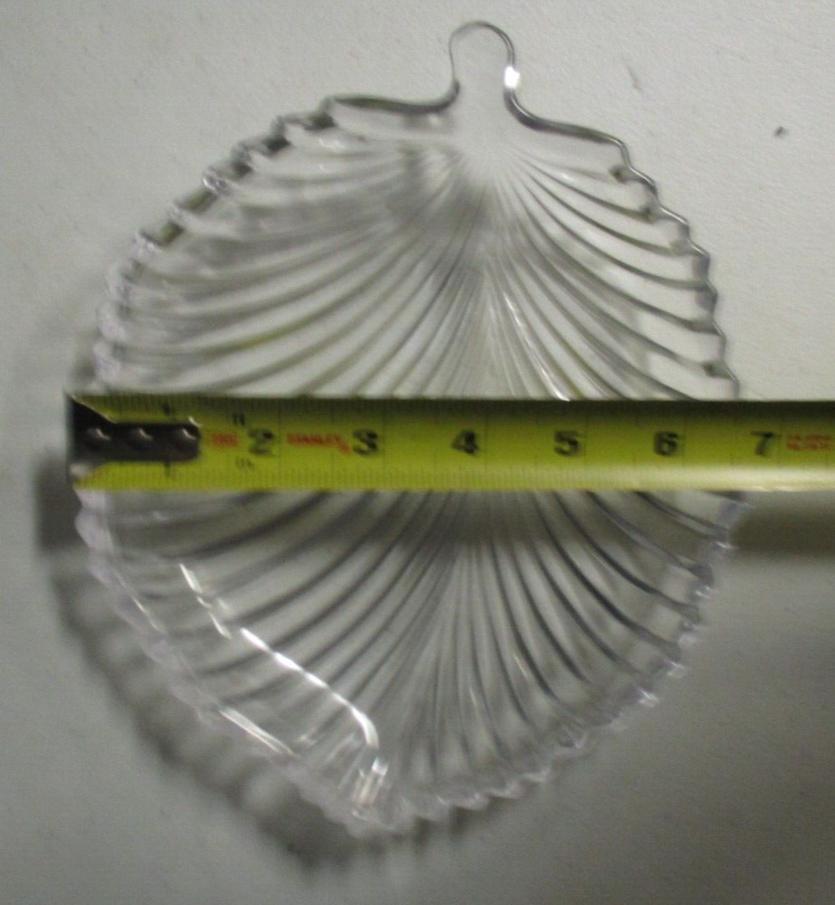 Leaf Shaped Candy or Relish Dish Clear Glass