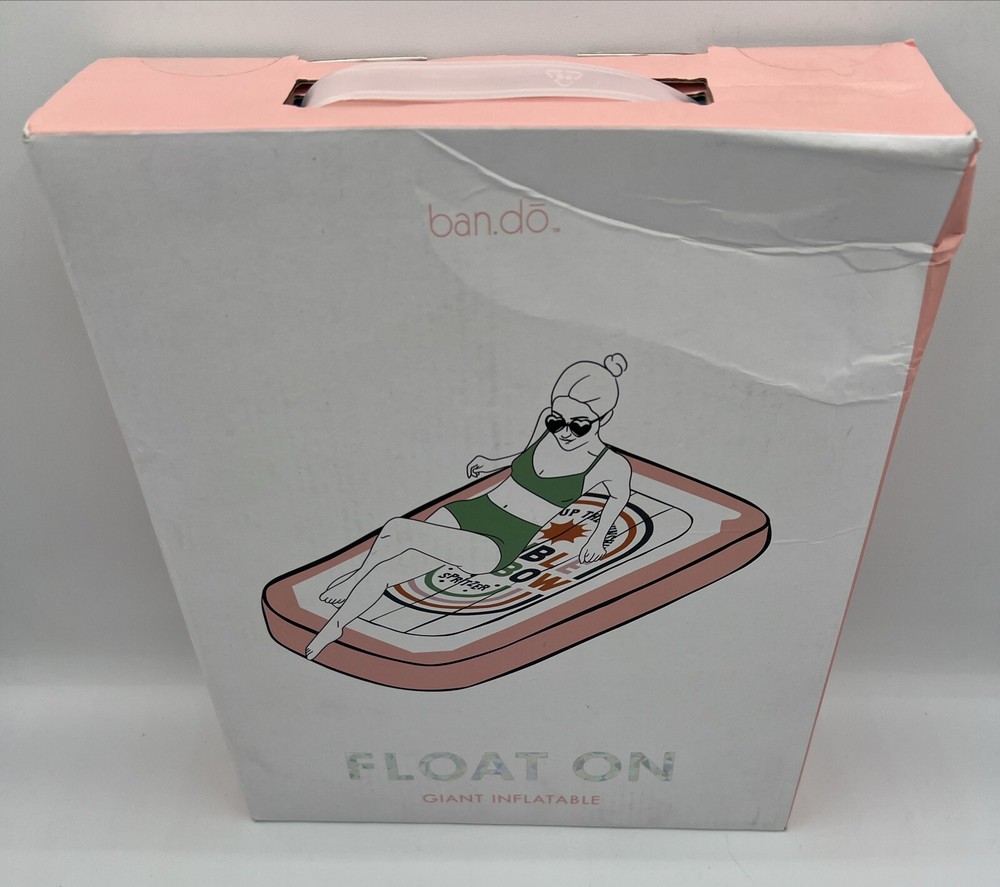 Float On Giant Pink White Inflatable-bando 38”x60”, Includes Patch Repair