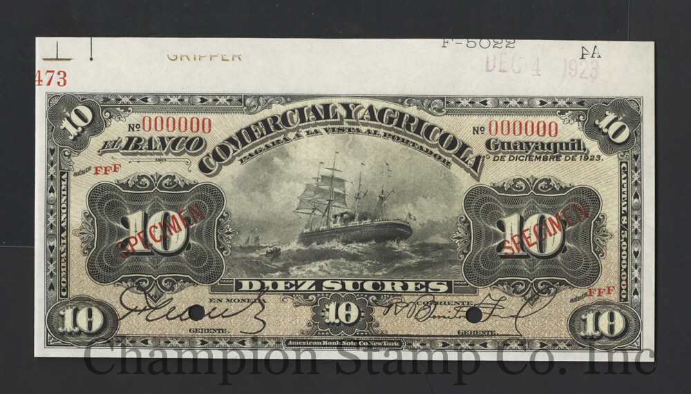 Ecuador Banknote Specimen Catalog S 128sbv5