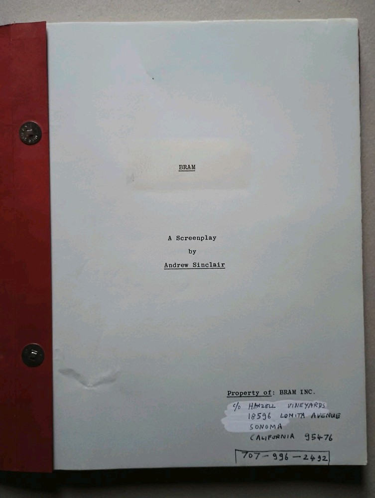 BRAM Unproduced Andrew Sinclair Movie Script