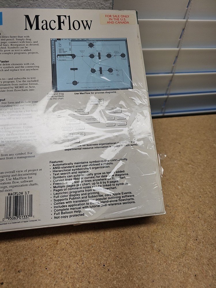 Mainstay MacFlow Vintage Macintosh Graphics Flowchart Design Software Sealed *w*