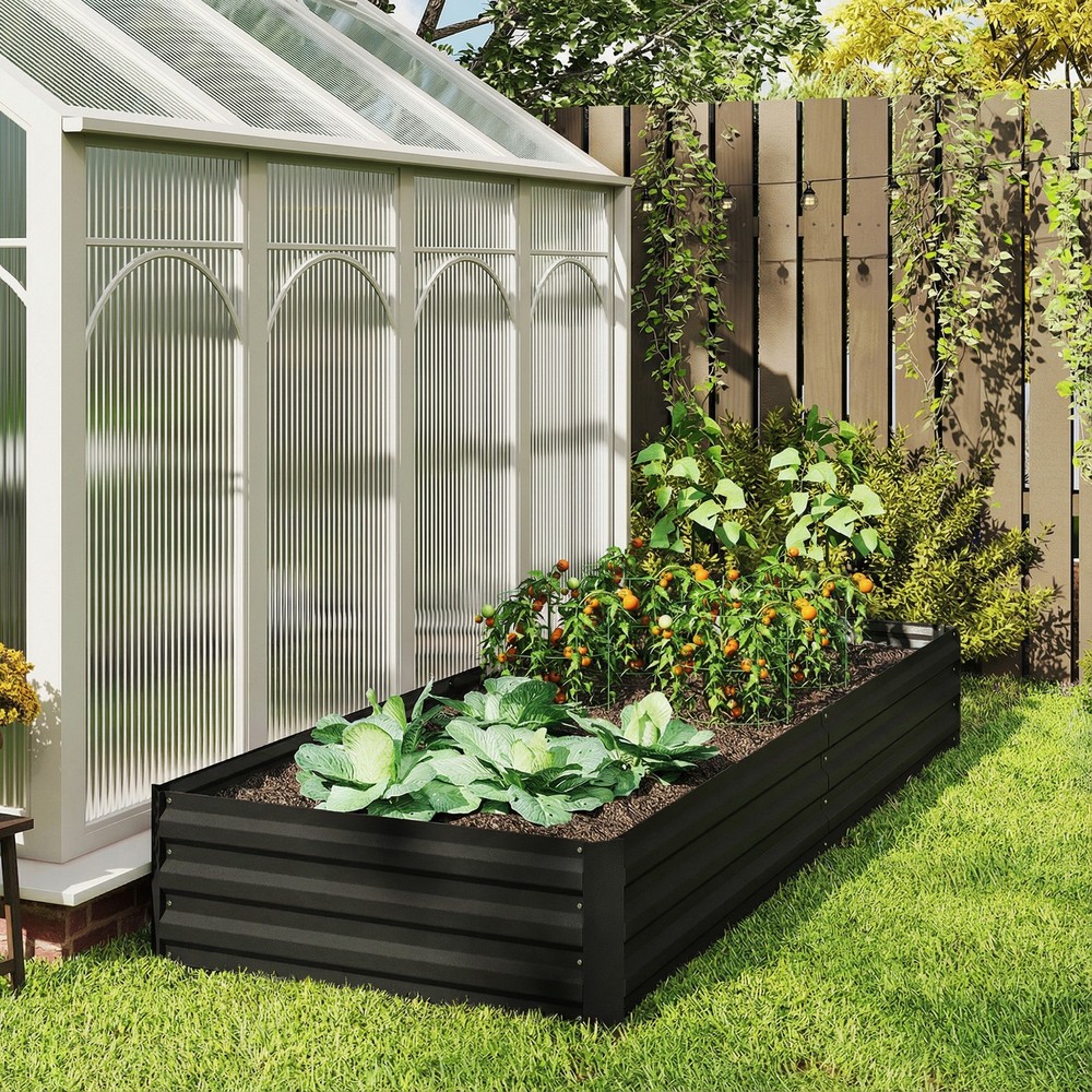 Outsunny Galvanized Raised Garden Bed Metal Planter Box Easy Quick Setup