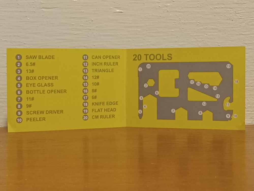 credit card wallet multi-tool, 20-in-1, NEW