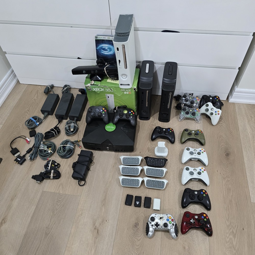 Massive XBOX Bundle - 4 Console + 13 Controllers & More [SOME TESTED / SOME...