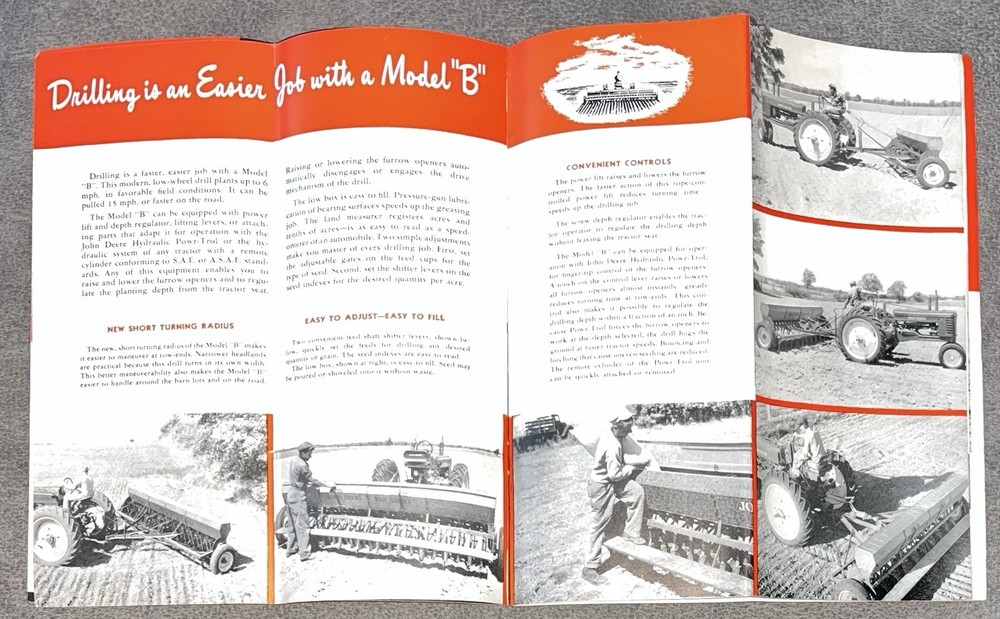 John Deere Color Brochure Model B Grain Drill 1950’s