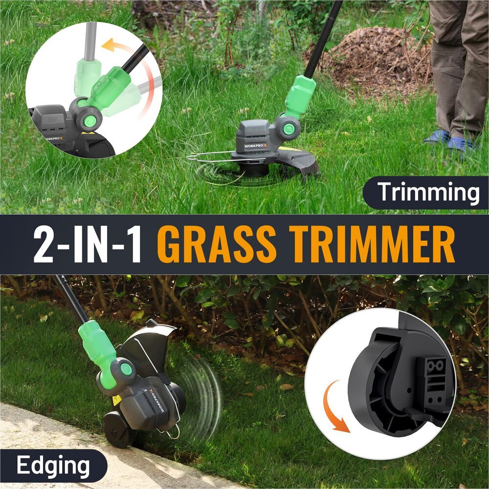 WORKPROX 12" 20V String Trimmer Grass Cutter with Auto Line Feed 2PC Spool Lines