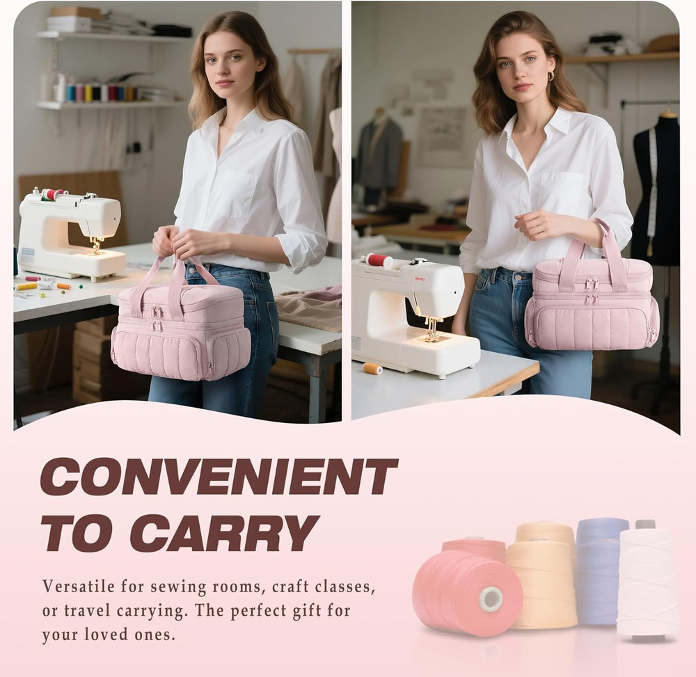 Puffer Sewing Organizer Bag, Large Capacity with Multiple Pockets and Detachable
