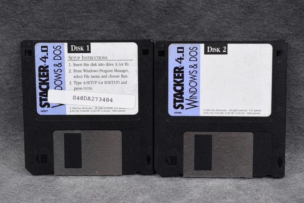 Stacker Compression 3.x/4.0 For Windows & DOS 3.5" Floppy Disks, Untested