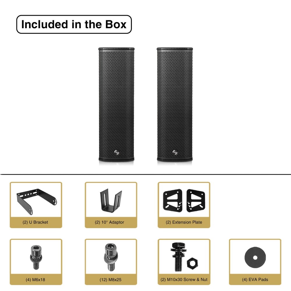 Sound Town Passive Wall-Mount Column Line Array Speaker 2x5" Black (CARPO-P3B)