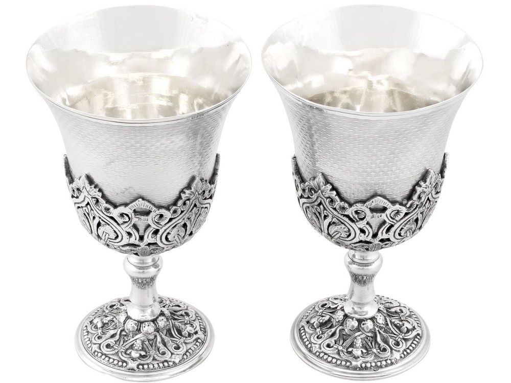 Turkish Silver Goblets - Antique Circa 1880