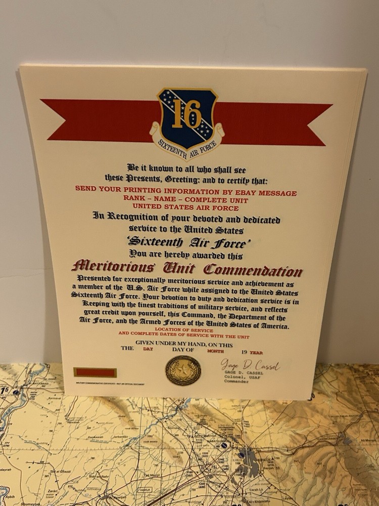 U.S. AIR FORCE / 16TH AIR FORCE - MERITORIOUS UNIT COMMENDATION CERTIFICATE