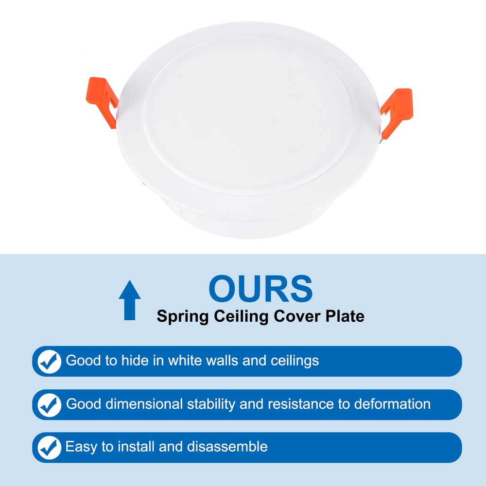 2Pack 4.5" Spring Ceiling Cover Plate Suitable for 3.5-4.1" Round Hole, White