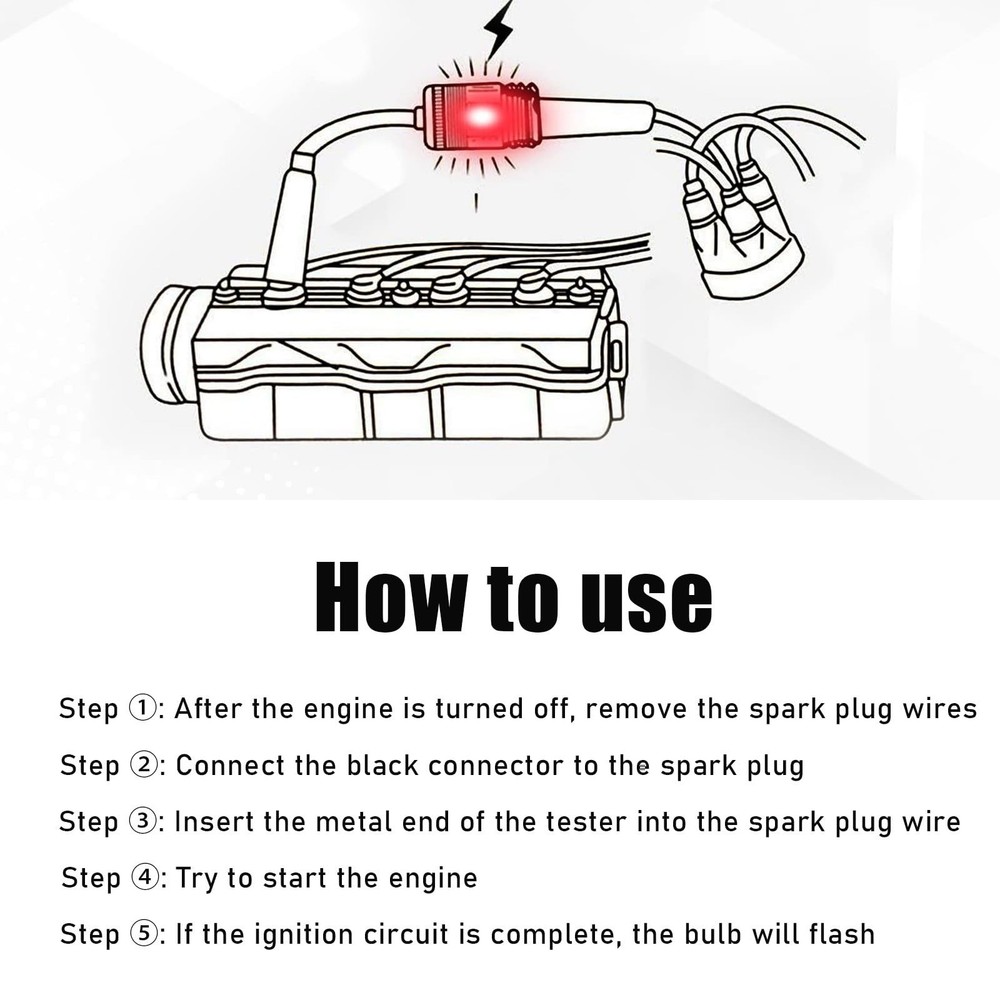 Inline Spark Plug Tester, Auto Straight Boot Engine Ignition Tester, Internal...