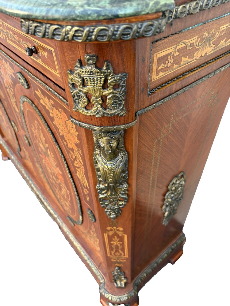 67208 Marble Top Sideboard Server Console Cabinet Stand