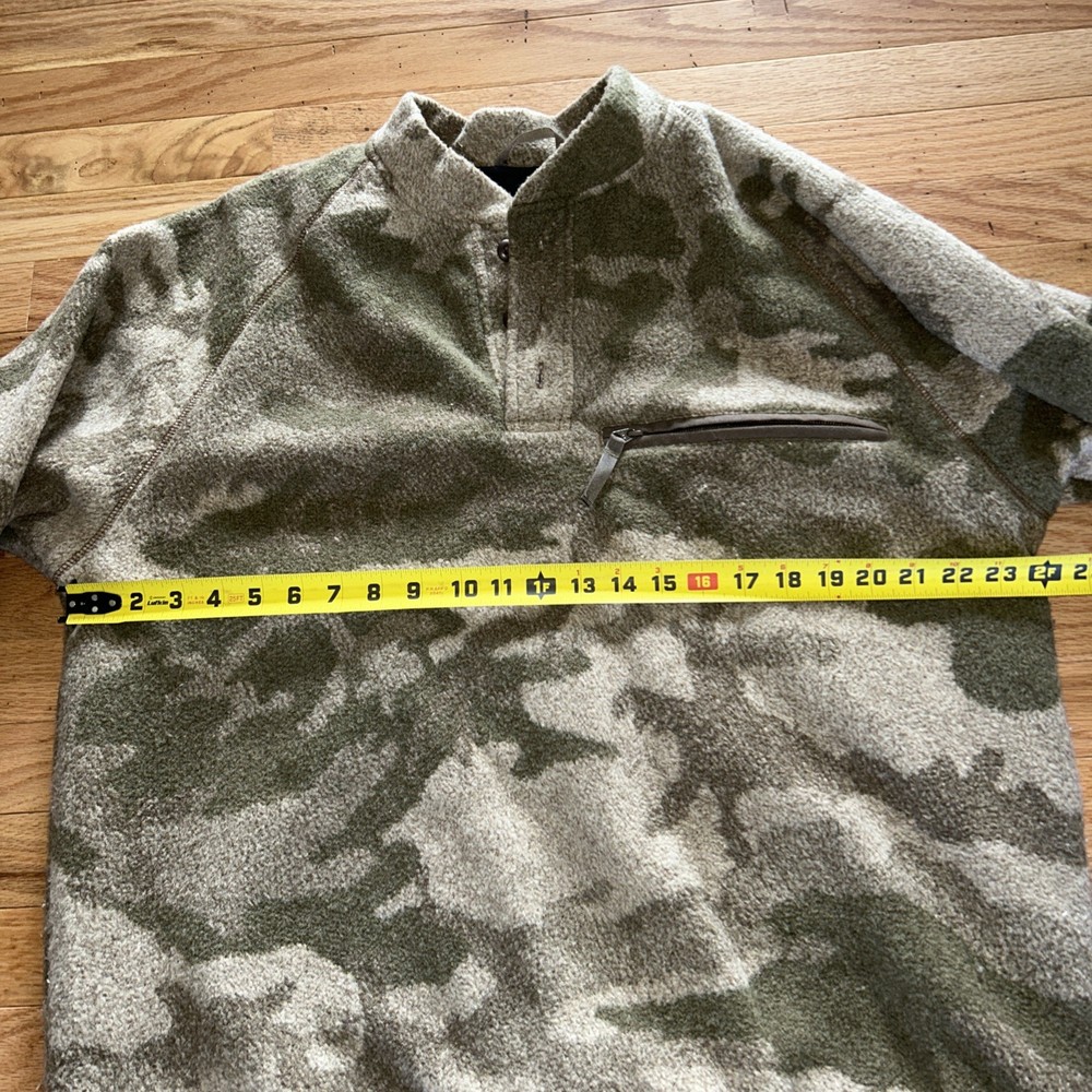 Cabela's Berber Fleece Lined 1/4 Button Pullover Outfitter Camo Hunting Henley L