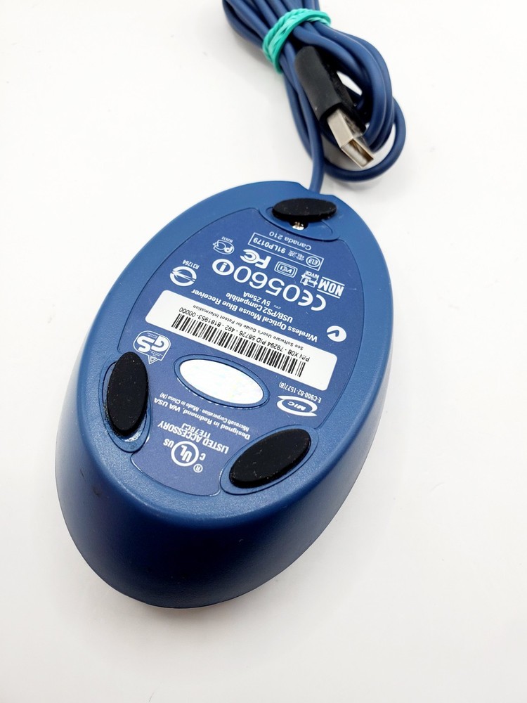 Microsoft Wired Optical Mouse Blue USB Receiver X08-79294 Tested